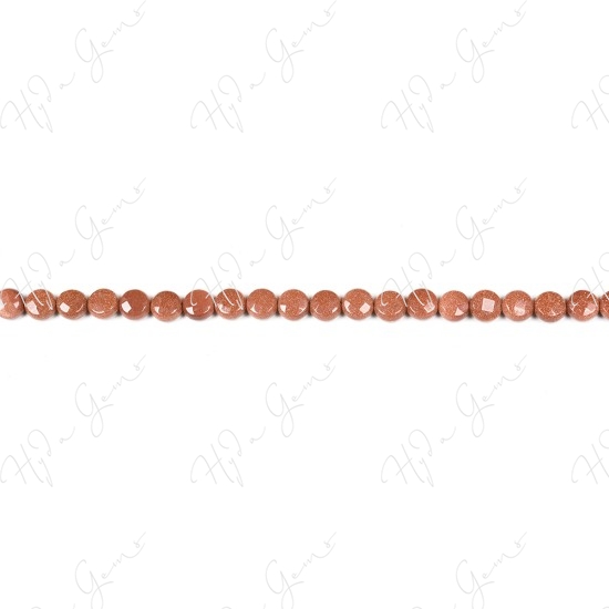 Gold Sand Stone Faceted Coin Beads