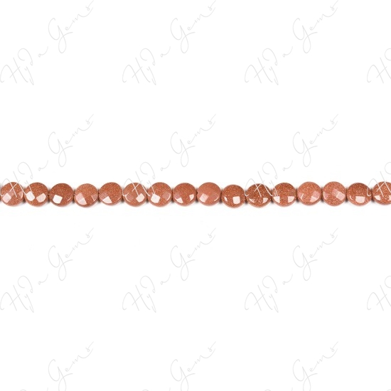 Gold Sand Stone Faceted Coin Beads