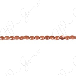 Gold Sand Stone Faceted Flat Oval Beads