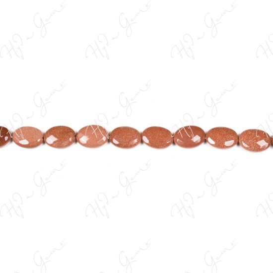 Gold Sand Stone Faceted Flat Oval Beads