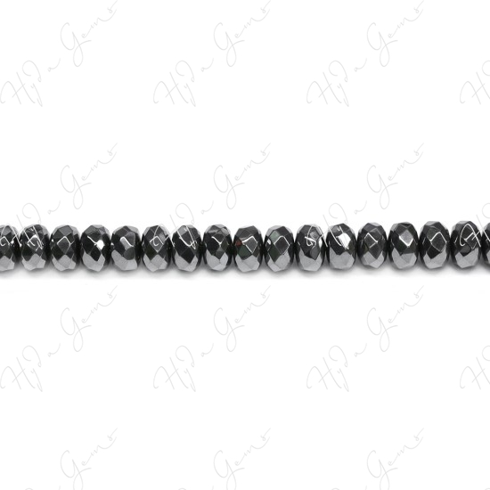 Hematine Faceted Roundel Beads