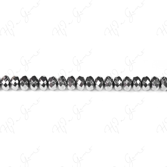 Hematine Faceted Roundel Beads