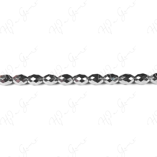 Hematine Faceted Rice Beads