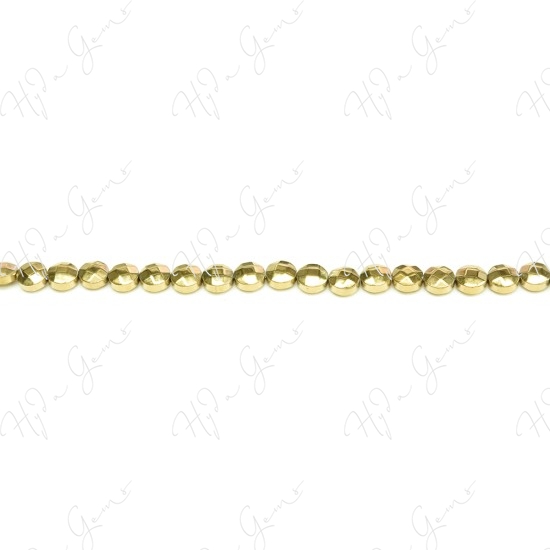 Hematine Carat Gold Color Plated Faceted Coin Beads