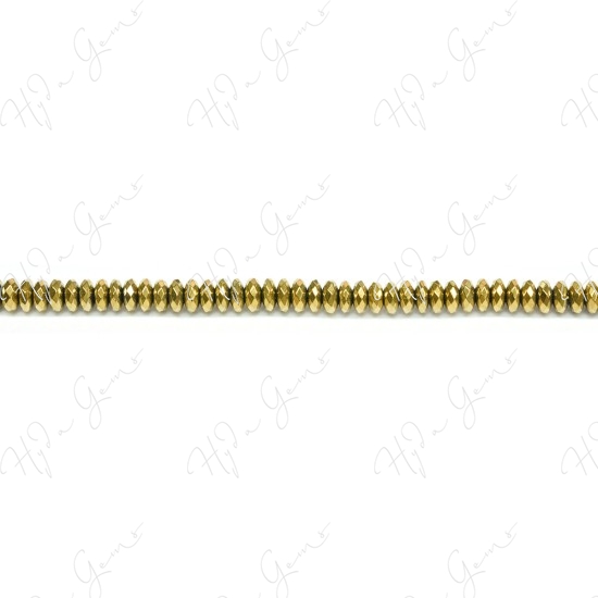 Hematine Gold Color Plated Faceted Roundel Beads