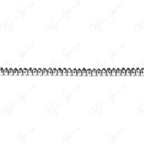 Hematine Platinum Color Plated Faceted Roundel Beads