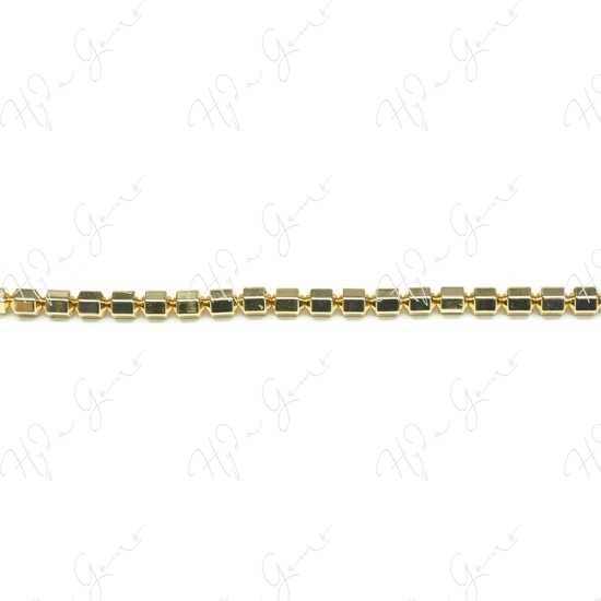 Hematine Carat Gold Color Plated [W] 6-Sides Tube Faceted Beads