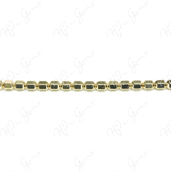 Hematine Carat Gold Color Plated [W] 6-Sides Tube Faceted Beads