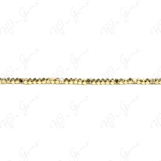 Hematine Carat Gold Color Plated [W] Faceted Cube Beads