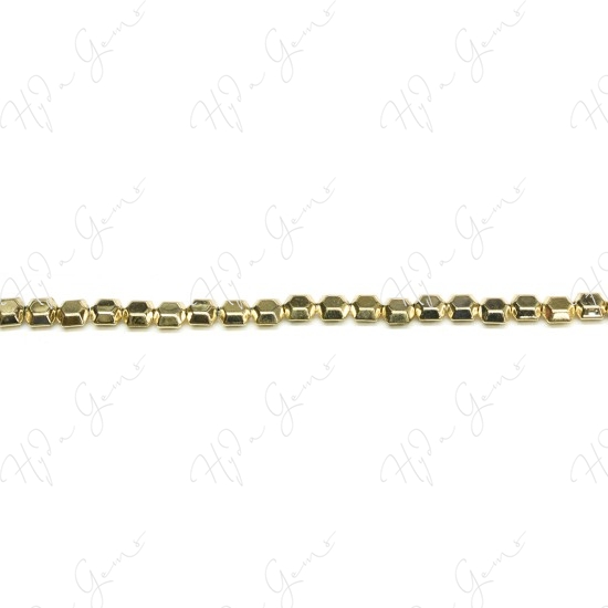 Hematine Carat Gold Color Plated [W] Hexagon Faceted Beads