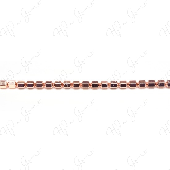 Hematine Rose Gold Color Plated [W] 6-Sides Tube Faceted Beads