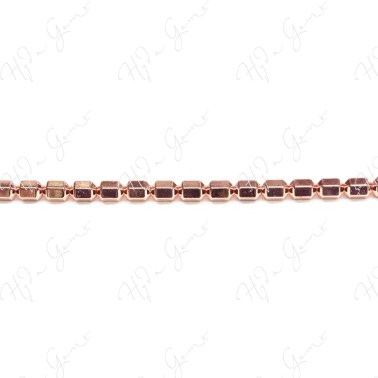 Hematine Rose Gold Color Plated [W] 6-Sides Tube Faceted Beads