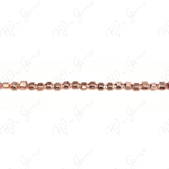 Hematine Rose Gold Color Plated [W] Hexagon Faceted Beads