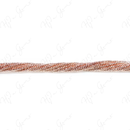 Hematine Rose Gold Color Plated [W] Faceted Roundel Beads