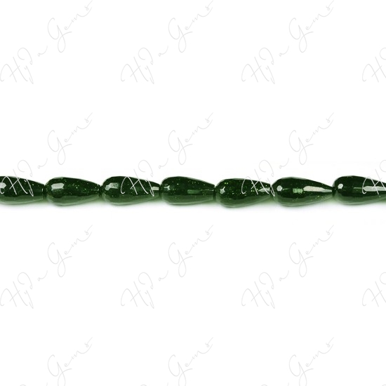 Green Sand Stone Faceted Drop Beads