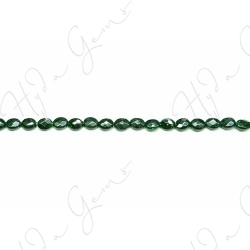 Green Sand Stone Faceted Flat Oval Beads