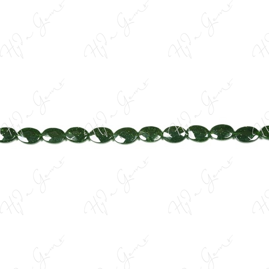 Green Sand Stone Faceted Flat Oval Beads