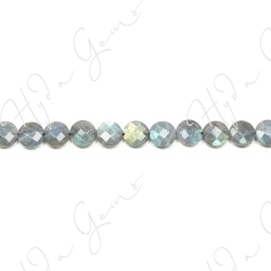 Labradorite Faceted Coin Beads