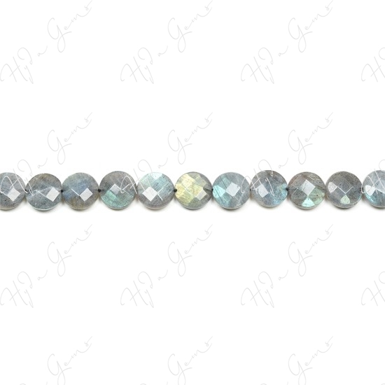 Labradorite Faceted Coin Beads