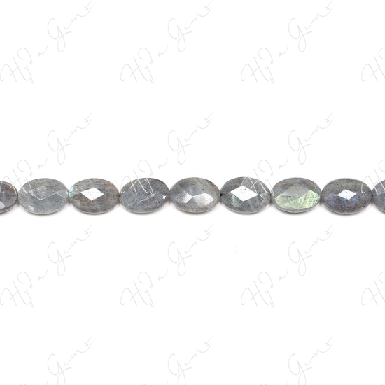 Labradorite Faceted Flat Oval Beads