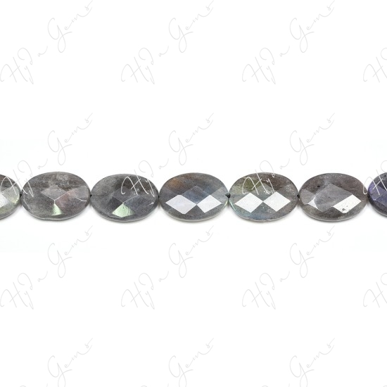 Labradorite Faceted Flat Oval Beads