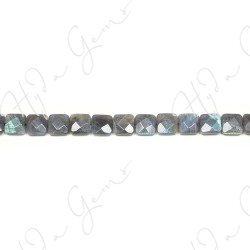 Labradorite Faceted Flat Square Beads