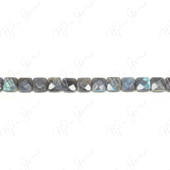 Labradorite Faceted Flat Square Beads