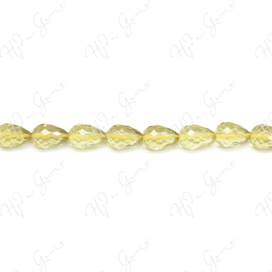 Lemon Quartz Faceted Drop Beads