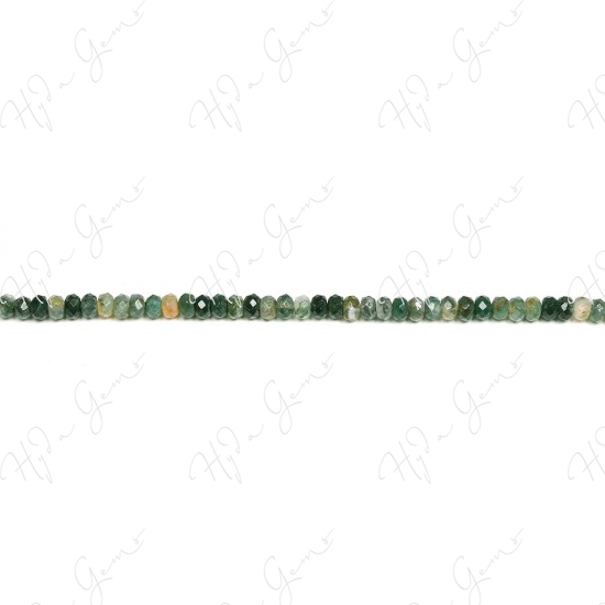 Moss Agate Faceted Roundel Beads