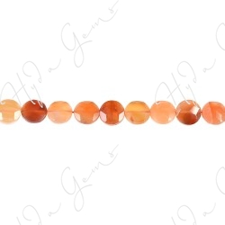 Natural Red Agate Faceted Coin Beads