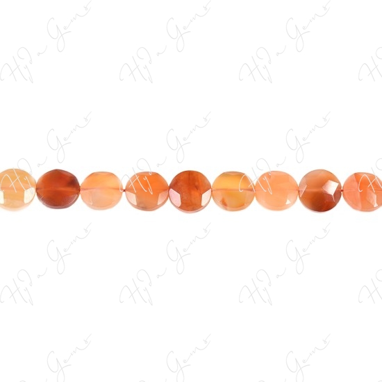 Natural Red Agate Faceted Coin Beads