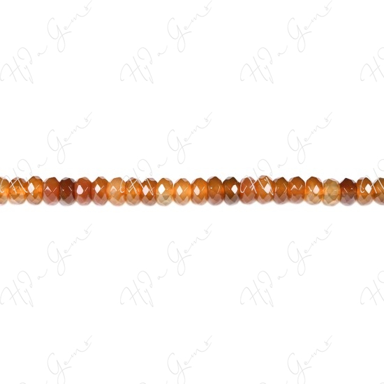 Natural Red Agate Faceted Roundel Beads