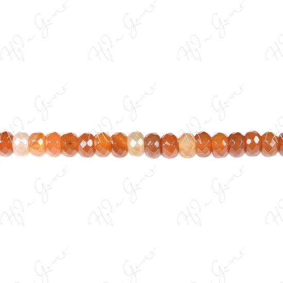 Natural Red Agate Faceted Roundel Beads