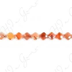 Natural Red Agate Faceted Flat Square Beads