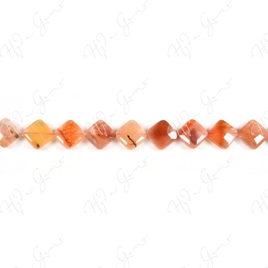 Natural Red Agate Faceted Flat Square Beads