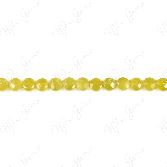 Olive Jade Faceted Coin Beads