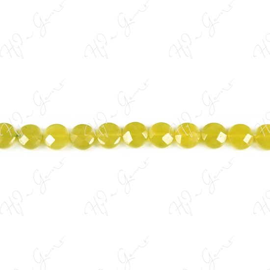 Olive Jade Faceted Coin Beads