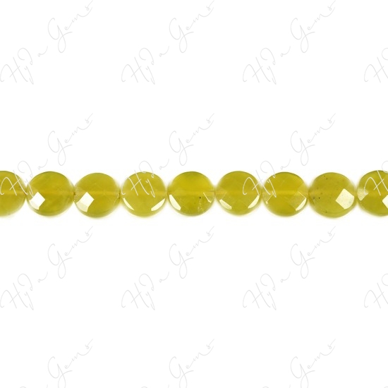 Olive Jade Faceted Coin Beads