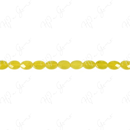 Olive Jade Faceted Flat Oval Beads