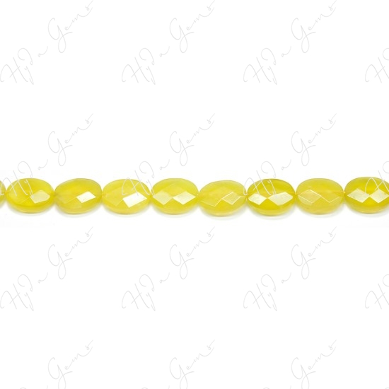 Olive Jade Faceted Flat Oval Beads