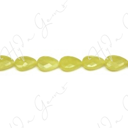 Olive Jade Faceted Pear Beads