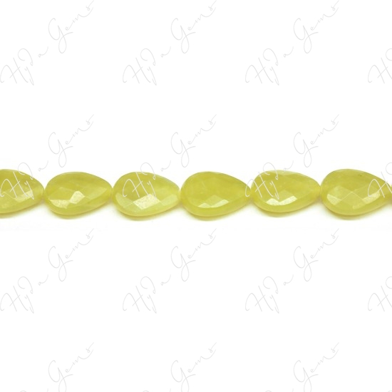 Olive Jade Faceted Pear Beads