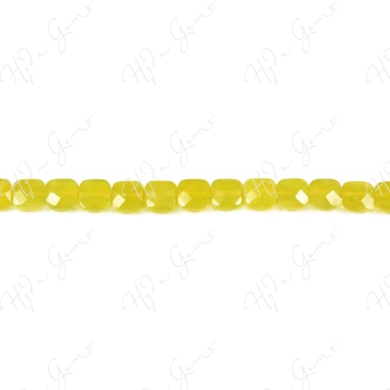 Olive Jade Faceted Flat Square Beads