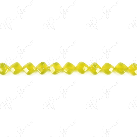 Olive Jade Faceted Flat Square Beads