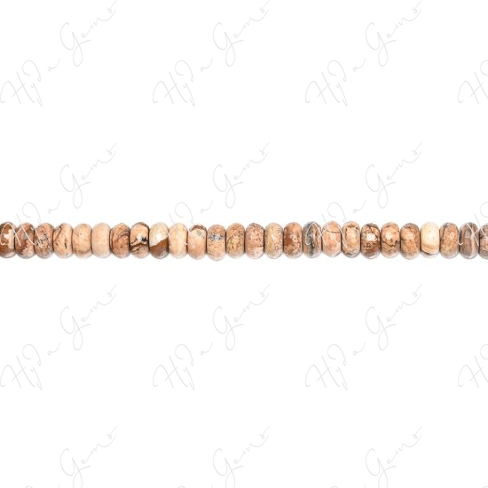 Picture Jasper Faceted Roundel Beads