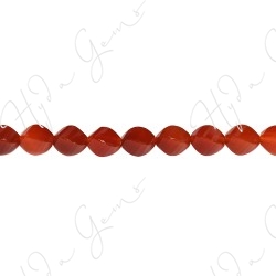 Red Agate Faceted 4-Face Oval Beads