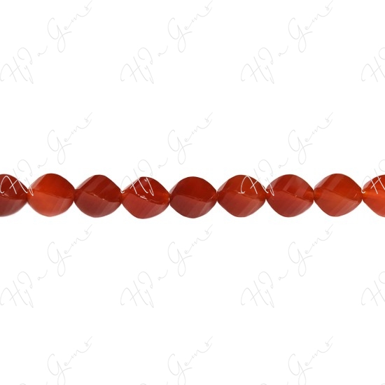 Red Agate Faceted 4-Face Oval Beads