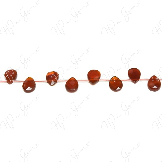 Red Agate Faceted Pear Beads