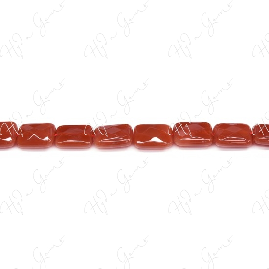 Red Agate Faceted Flat Rectangle Beads