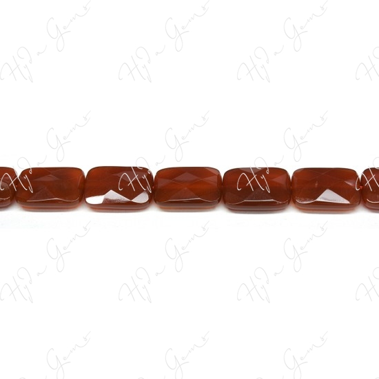 Red Agate Faceted Flat Rectangle Beads